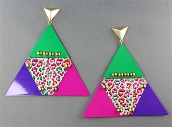 Triangle colorful leopard earring