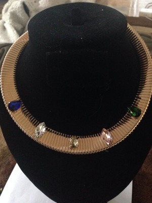 multicoloured glass crystal choker