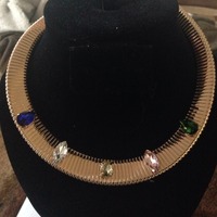 multicoloured glass crystal choker - Thumbnail 1