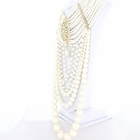 Multi-Strand Pearl Extravaganza Choker Necklace Set  - Thumbnail 3