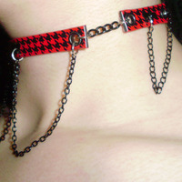 Red & Black Houndstooth Choker - Thumbnail 1