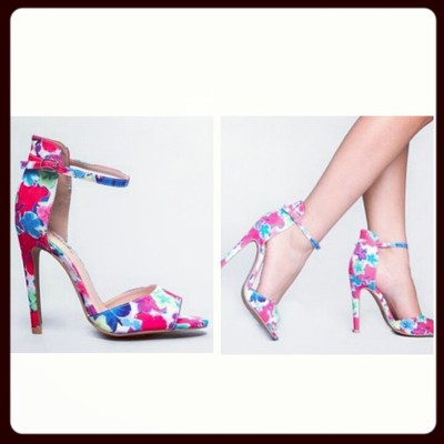 Floral ankle sandals