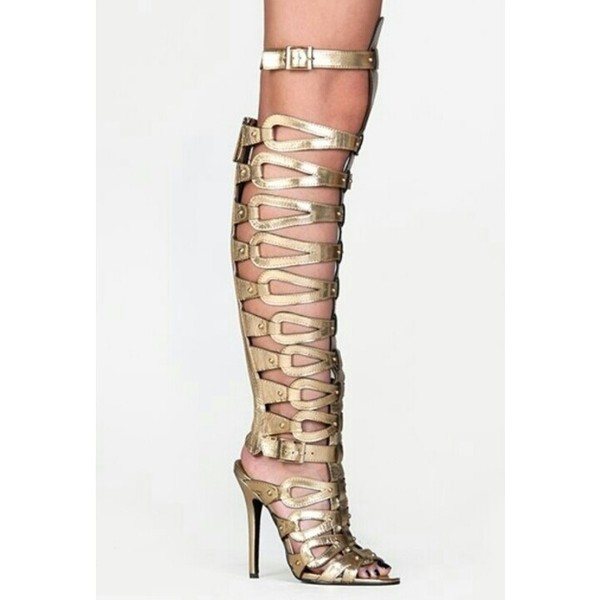 Metallic Strappy Gladiator Sandals