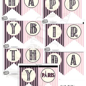 Paris birthday banner- digital file - Thumbnail 1