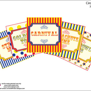 Circus/Carnival Signs: Royal Blue, Red & Yellow