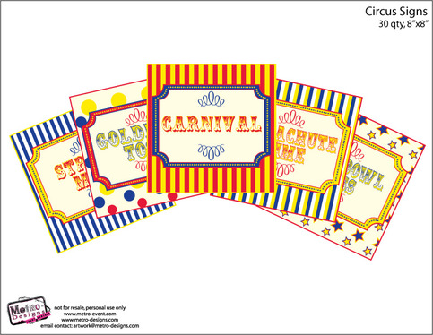 Circus/Carnival Signs: Royal Blue, Red & Yellow