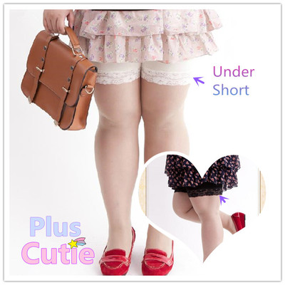 Beige/black plus size cute lace joint stretch legging safety pant short free shipping sp140470