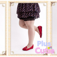 Beige/Black Plus Size Cute Lace Joint Stretch Legging Safety Pant Short Free Shipping SP140470 - Thumbnail 1