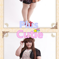 Beige/Black Plus Size Cute Lace Joint Stretch Legging Safety Pant Short Free Shipping SP140470 - Thumbnail 2