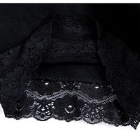 Beige/Black Plus Size Cute Lace Joint Stretch Legging Safety Pant Short Free Shipping SP140470 - Thumbnail 3