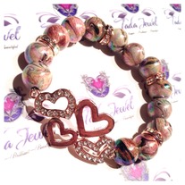 Quad Heart Marble Bracelet- rosegold 