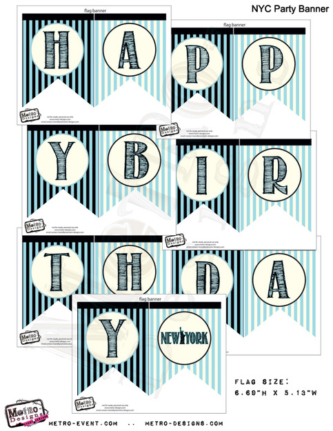 NYC Birthday Banner- Digital File