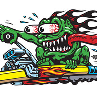 Jimbo Phillips PENCIL GREMLIN full color shaped vinyl sticker - Thumbnail 1