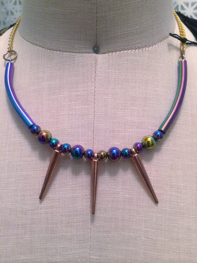 Psychedelic Rose Gold Spike Collar 