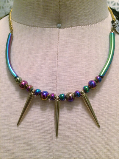Psychedelic Gold Spike Collar 
