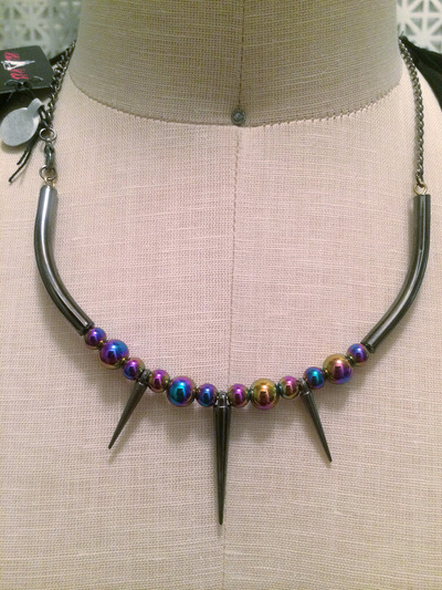 Psychedelic Gunmetal Spike Collar 
