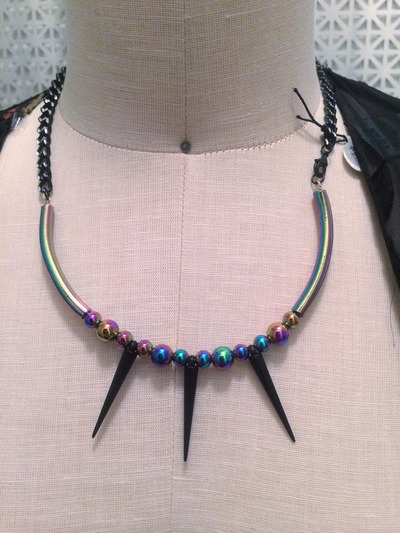 Psychedelic Black Spike Collar 