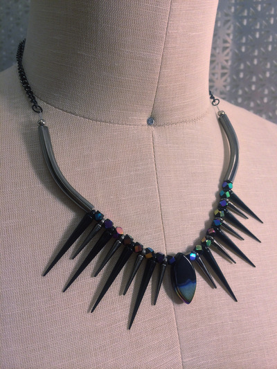 Peacock Fan Necklace Gunmetal
