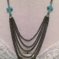 Draping Crosses Necklace - Thumbnail 1