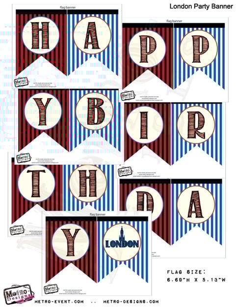 London Birthday Banner, Teen Party Banner, City Banner, London Party Bunting