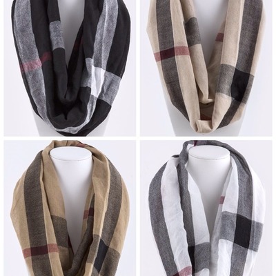 Plaid infinity scarf