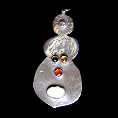 Goddess of the sun pendant, silver, carnelian, fits all crystal healing necklaces!