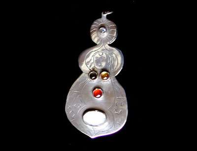 Goddess of the Sun Pendant, Silver, Carnelian, fits all Crystal Healing Necklaces!