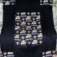 New Orleans Saints Rag Quilt Throw - Thumbnail 1