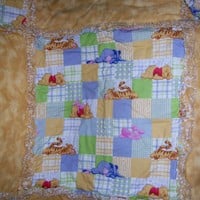 Winnie the Pooh Baby Rag Quilt and Matching Burp Cloths - Thumbnail 1