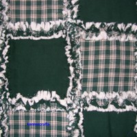 Green Homespun Rag Quilt Table Runner - Thumbnail 2