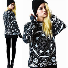 Skull geometric loose sweatshirt women long-sleeved pullover sweater 
