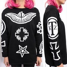 Chic wings cross print harajuku sweatshirt hip-hop cute tops 