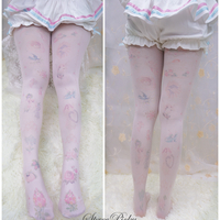 Lolita Pastel Cute Angels and Flowers Printing Tights Free Ship SP140424  - Thumbnail 2
