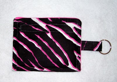 Zebra and hot pink striped key chain coin purse