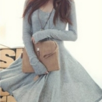 Grey Blends Women Fashion Asymmetrical Knee-Length Dress One Size FZ72261g 