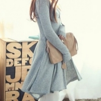 Grey Blends Women Fashion Asymmetrical Knee-Length Dress One Size FZ72261g  - Thumbnail 1