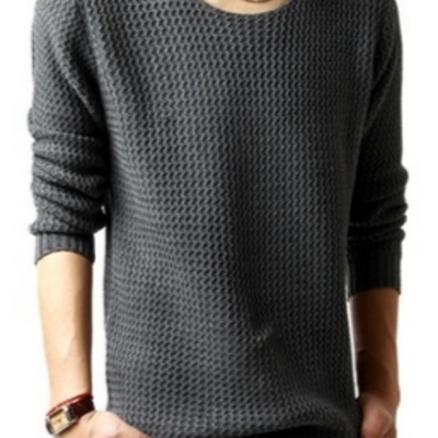 Dark grey korean style men knitting pullover sweater m/l/xl 1002sj-m10dg 