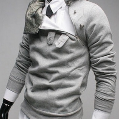 Light grey cotton man casual hoodies 1303sj-a30-25lg