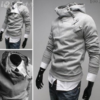 Light grey cotton man casual hoodies 1303sj-a30-25lg