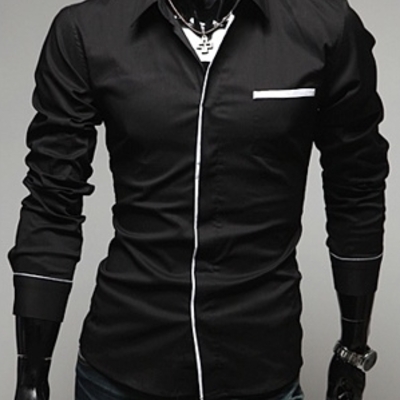 Black new fashion men slim blends casual shirts m/l/xl/xxl 1215sj-9006b 