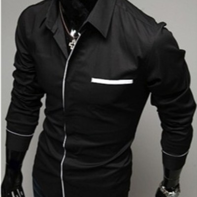 Black new fashion men slim blends casual shirts m/l/xl/xxl 1215sj-9006b 