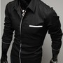 Black New Fashion Men Slim Blends Casual Shirts M/L/XL/XXL 1215SJ-9006b -1