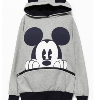 Grey cotton women casual loose hoodies m/l fz72268g 