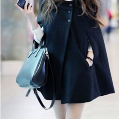 Black blends women fashion casual cloak coat one size fz72933-39b 