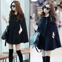 Black Blends Women Fashion Casual Cloak Coat One Size FZ72933-39b -3