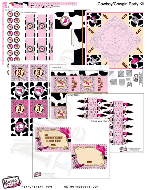 Cowgirl Birthday Party Kit: Pink