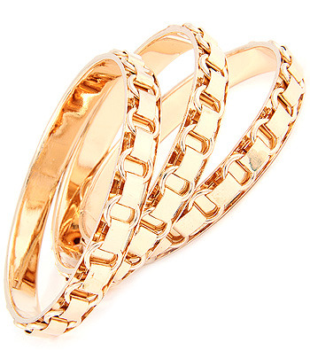 Three Chains of Gold Bangle Set