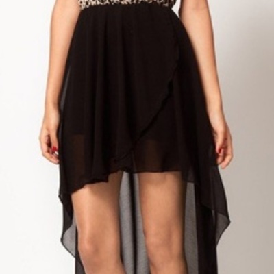 Cheetah chiffon hi-lo dress