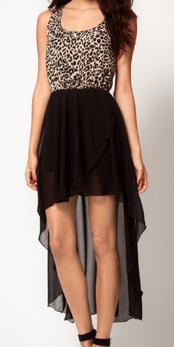 Cheetah chiffon hi-lo dress
