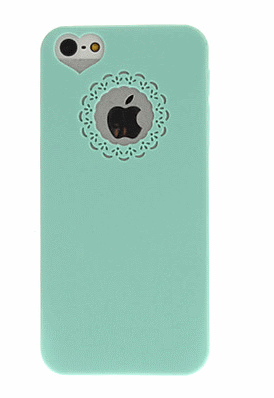 New Mint/ Green PC Hard Case w/ Flower and Heart Shaped Camera Hole for iPhone 5/5S